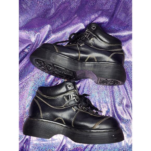Rare Vtg Made in England Black Lace Up Classic Chunky Doc Dr Martens US 5 Womens - Picture 4 of 8